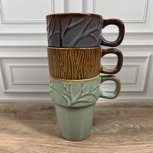 Merc Asia Ceramic 16 oz Coffee Tea Mugs Nesting Stackable  Set of 3